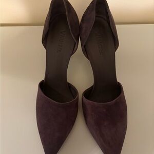 Vince Gray Suede Heels with Elegant d'Orsay Design. Size 9
